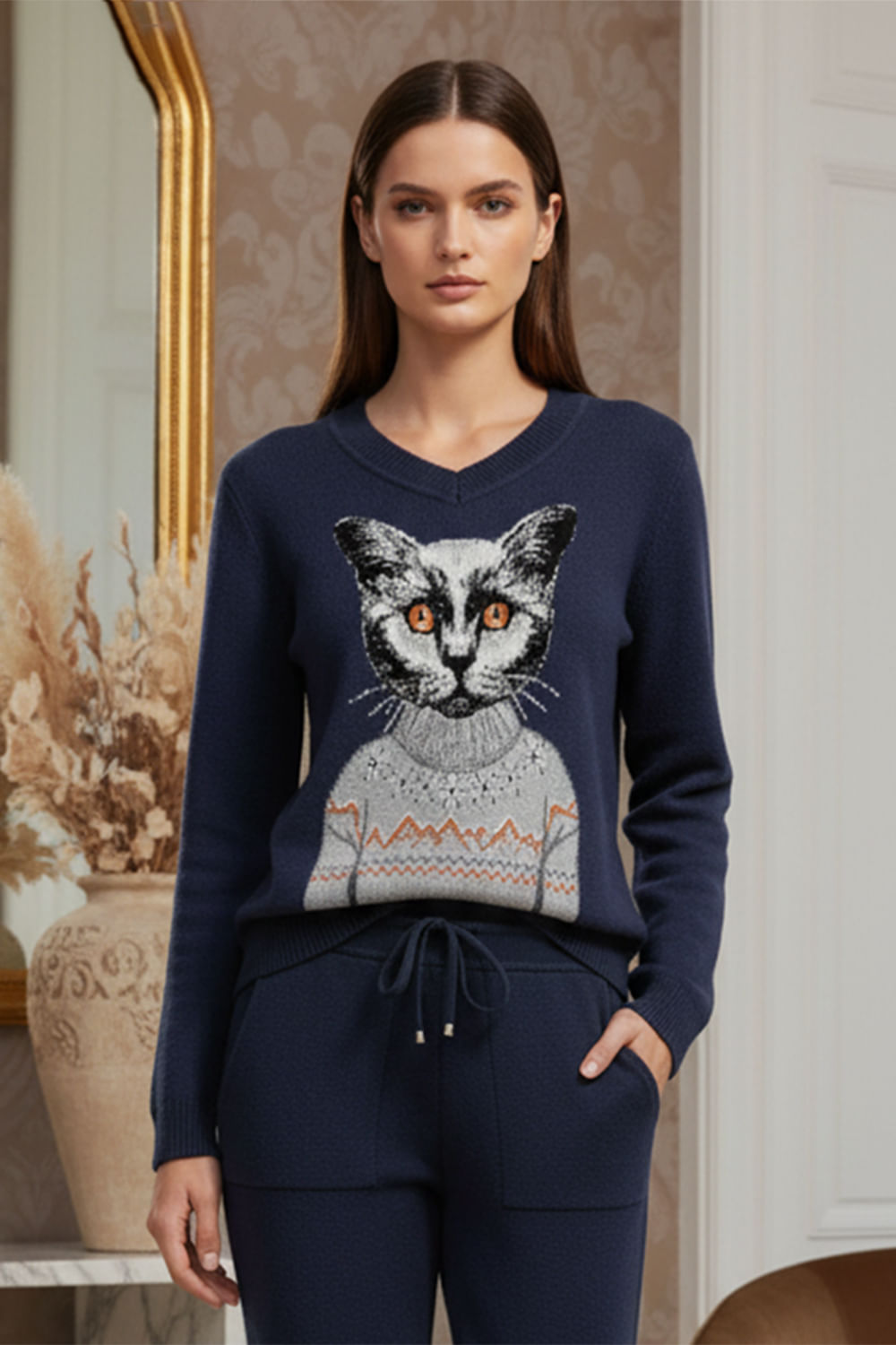 Blusa Tricot Kitty Marinho