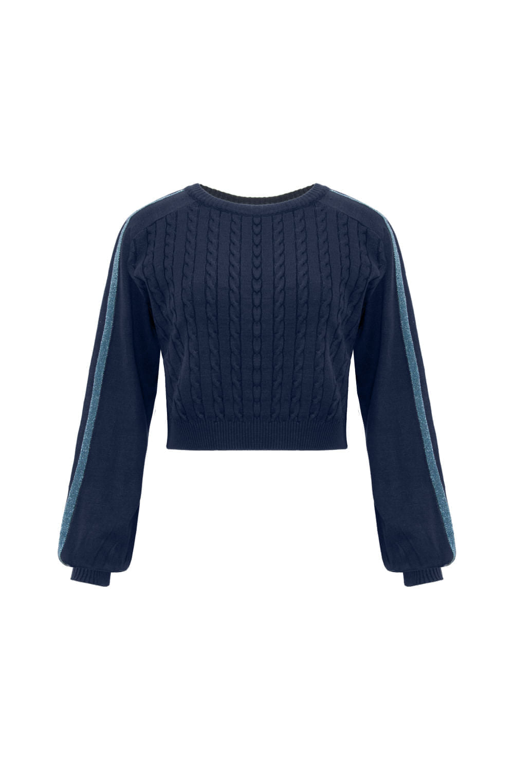 Blusa Tricot New Lara Lurex Azul Oxford