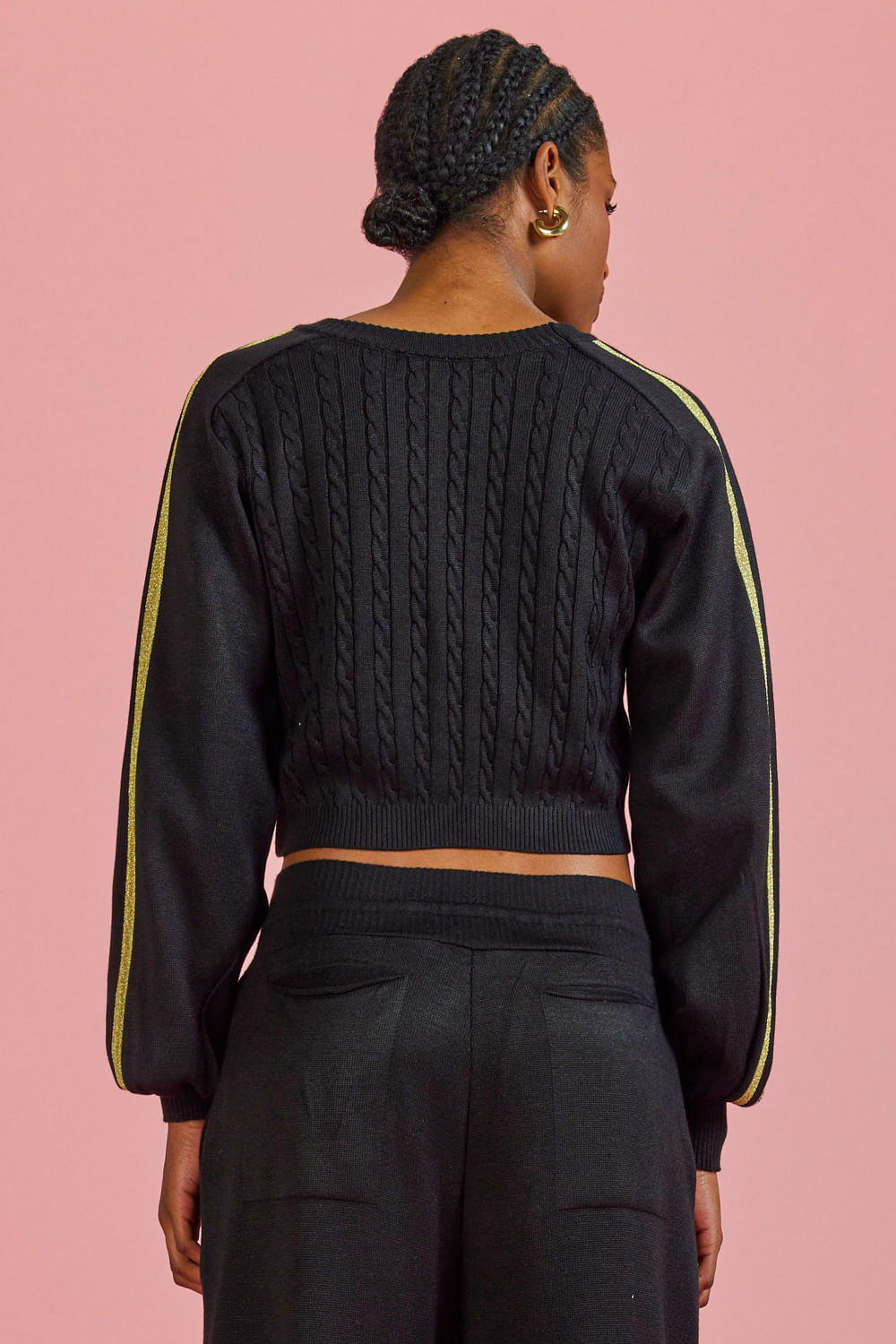 Blusa Tricot New Lara Lurex Preto