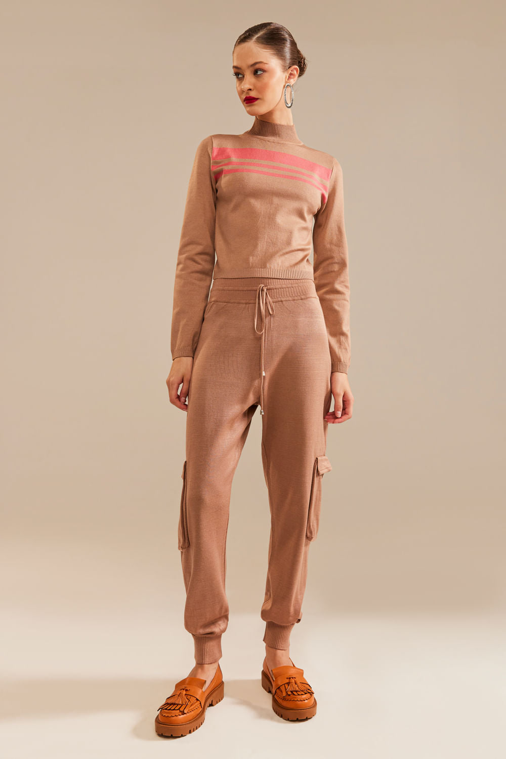 Blusa Tricot Rebeca Bege Perolado