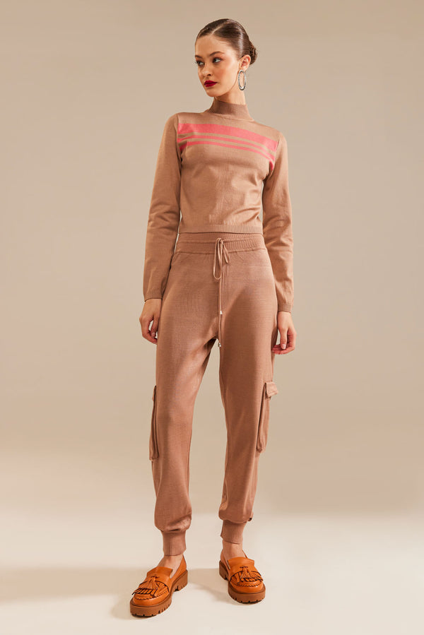 Blusa Tricot Rebeca Bege Perolado