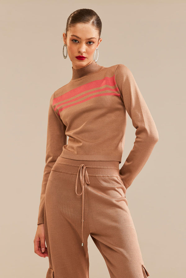 Blusa Tricot Rebeca Bege Perolado