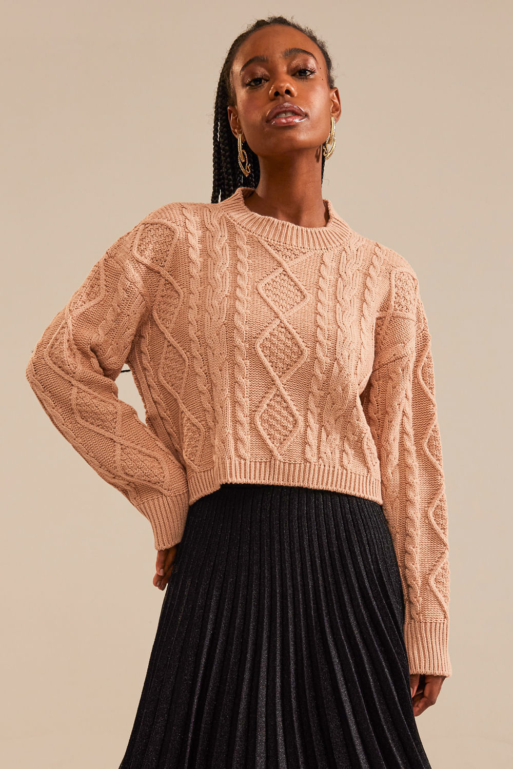 Blusa Tricot Tati Bege Macchiato