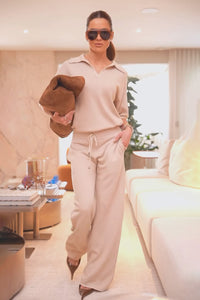 Calça Tricot Leda Bege Areia