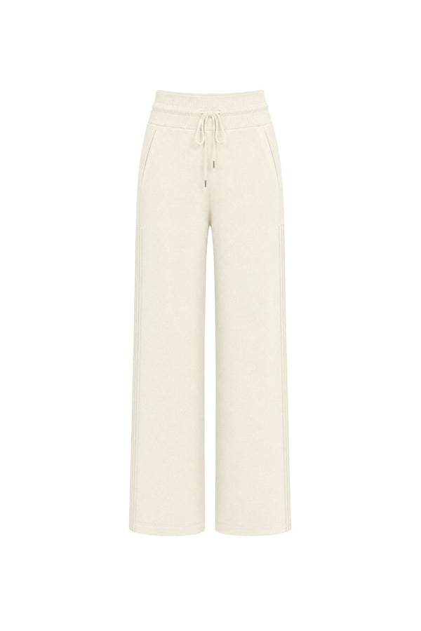 Calça Tricot Bia Pantalona Branco Marfim