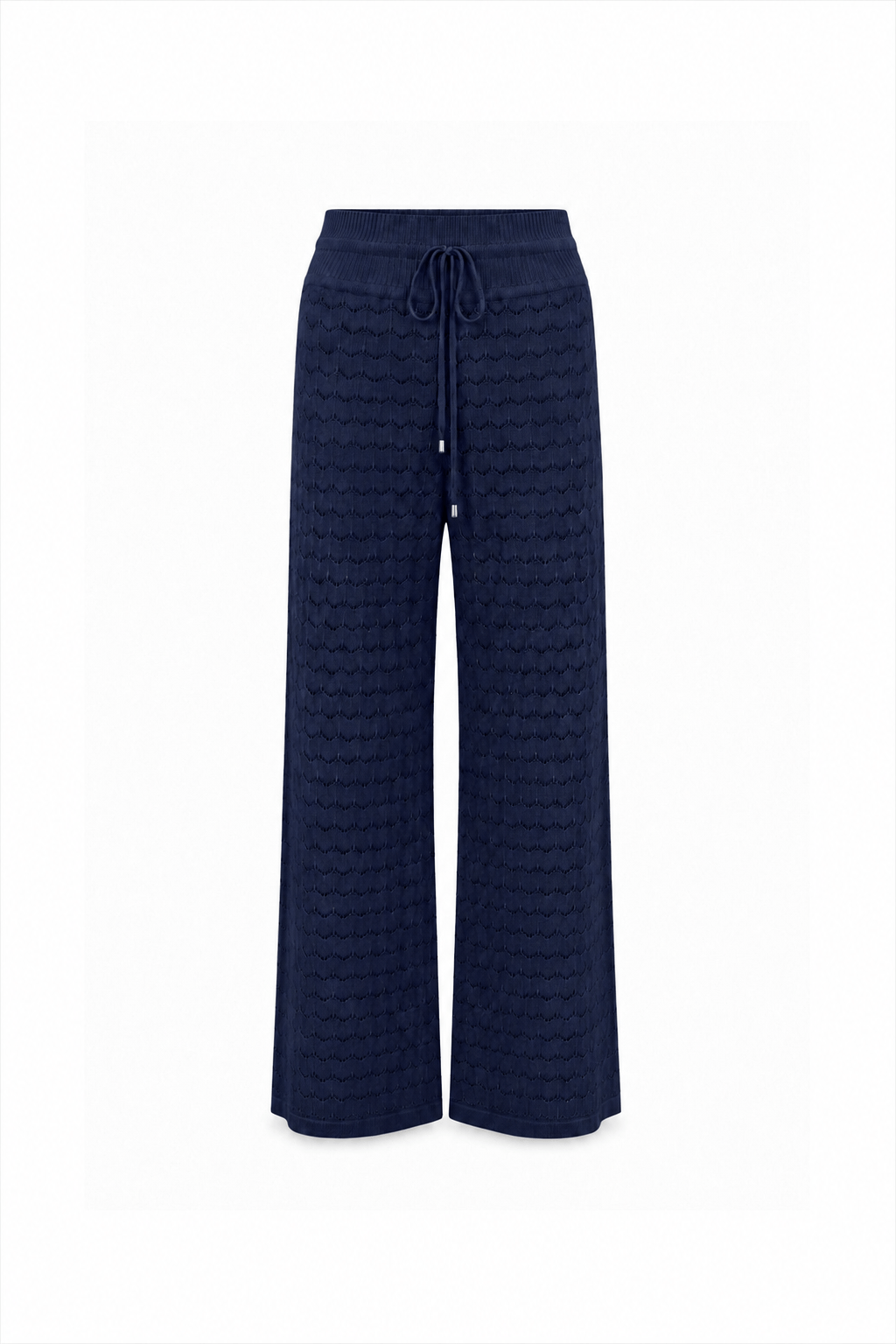 Calça Tricot Pantalona Blanche Azul Marinho