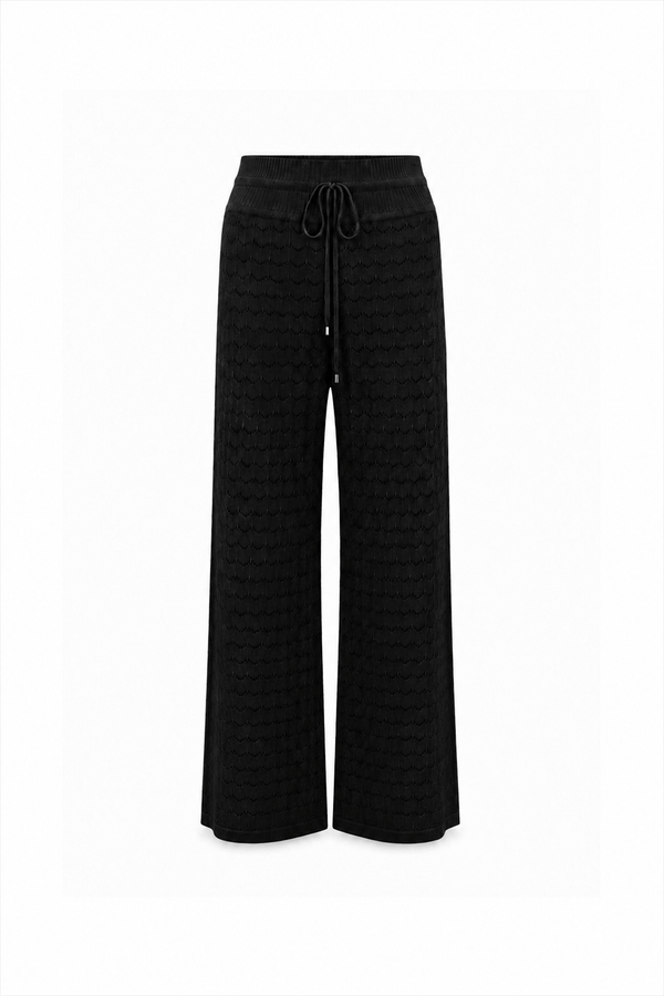 Calça Tricot Pantalona Blanche Preto