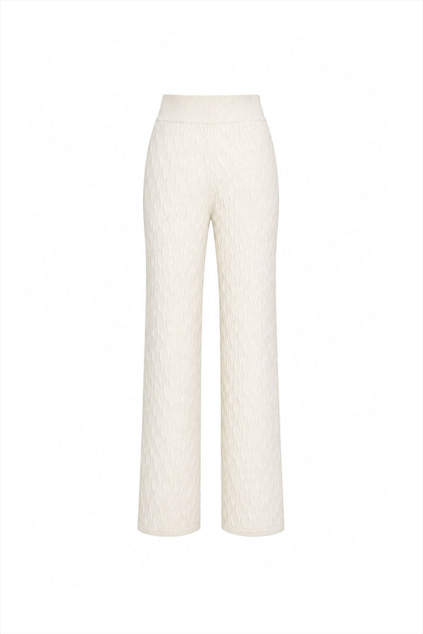 Calça Tricot Flora Flare Off White