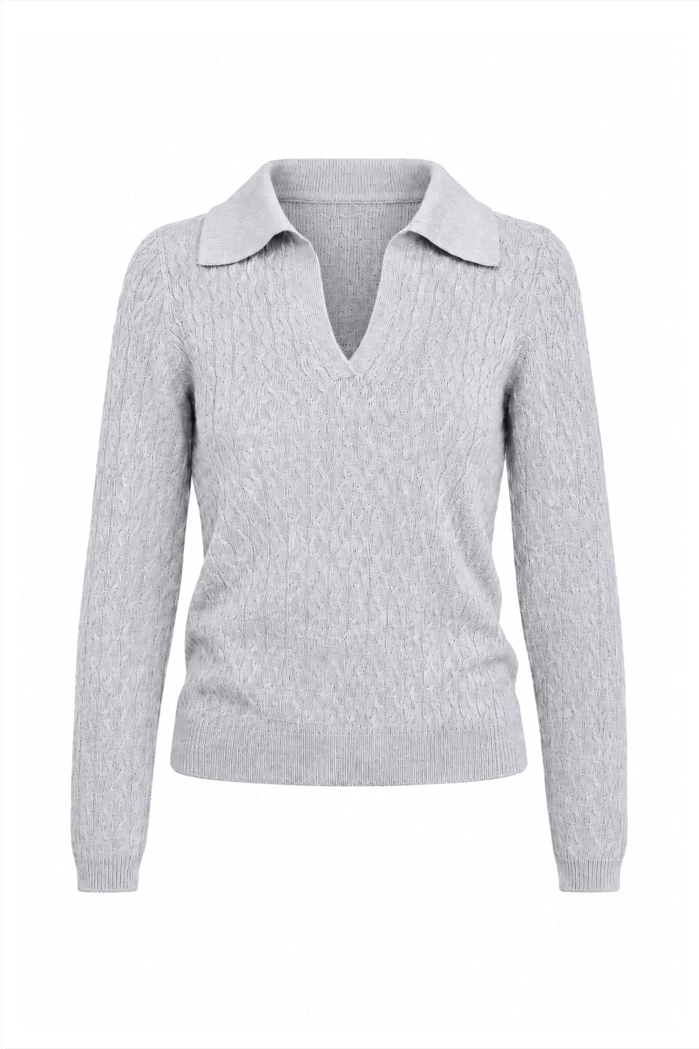 Camisa Tricot Ana Manga Longa Cinza Mescla