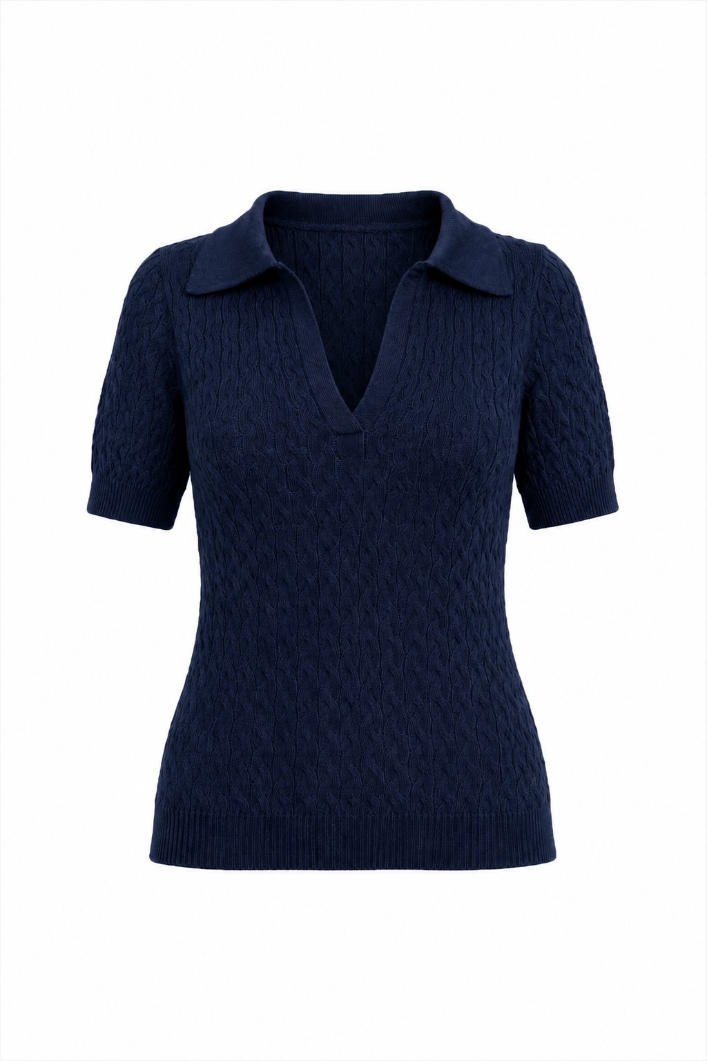 Blusa Tricot Ana Manga Curta Marinho
