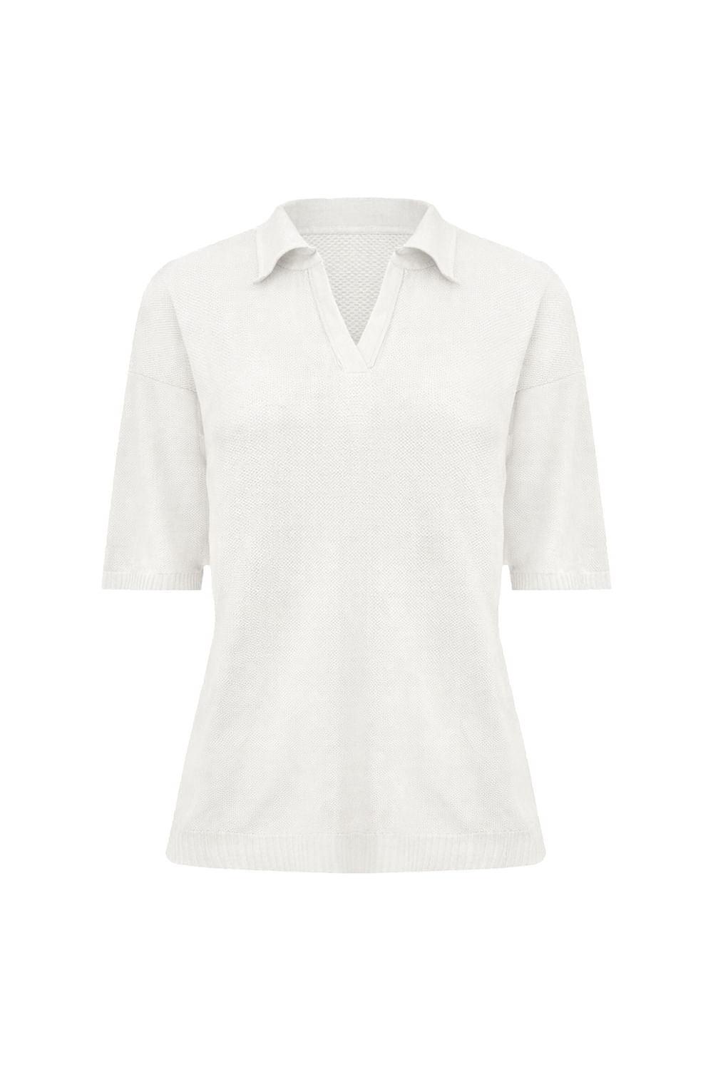 Camisa Tricot Leda Manga Curta Off White