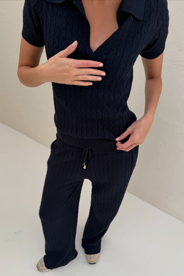 Conjunto Tricot Ana Manga Curta Marinho