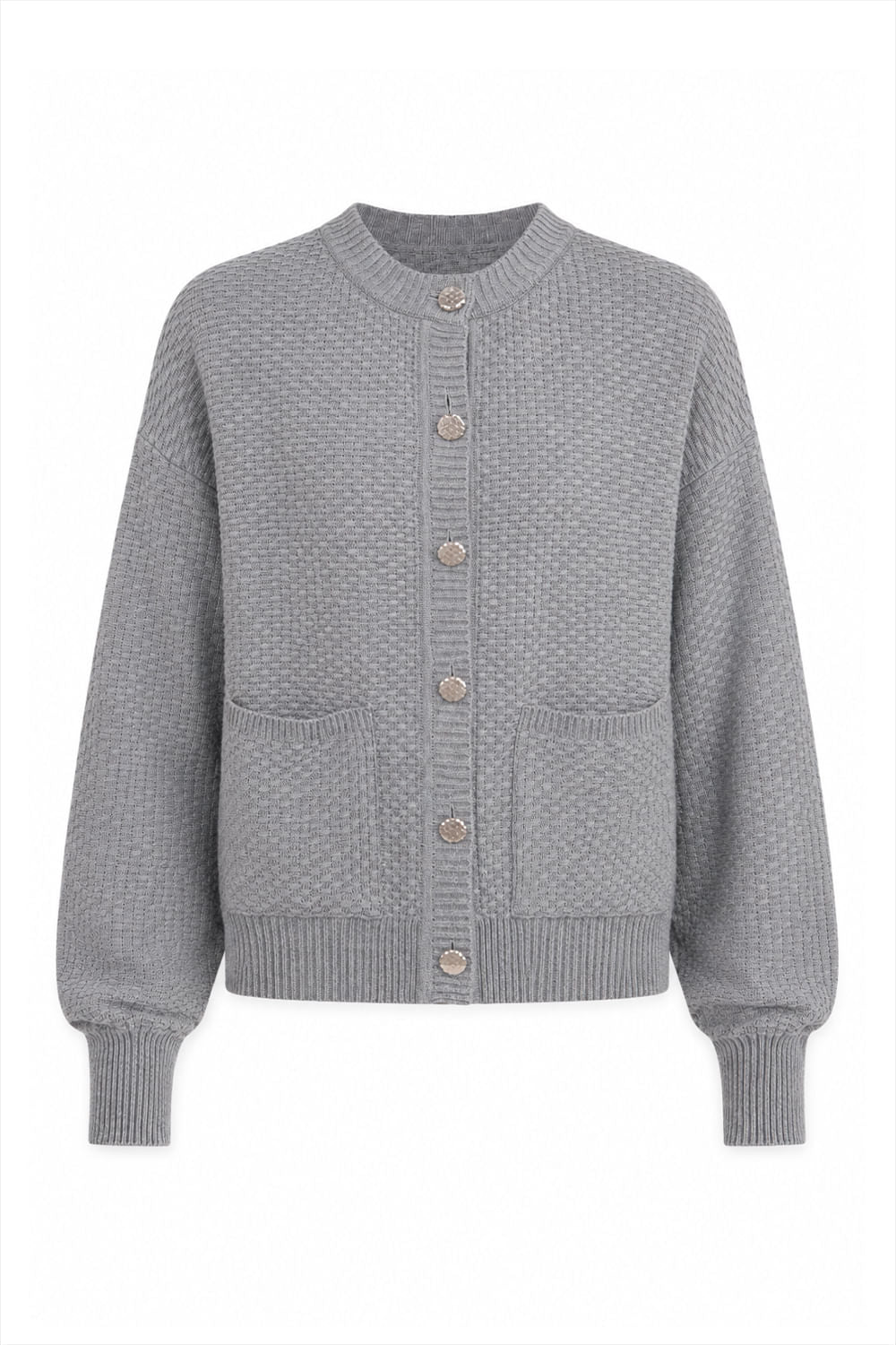 Casaco Tricot Amora Cinza Mescla