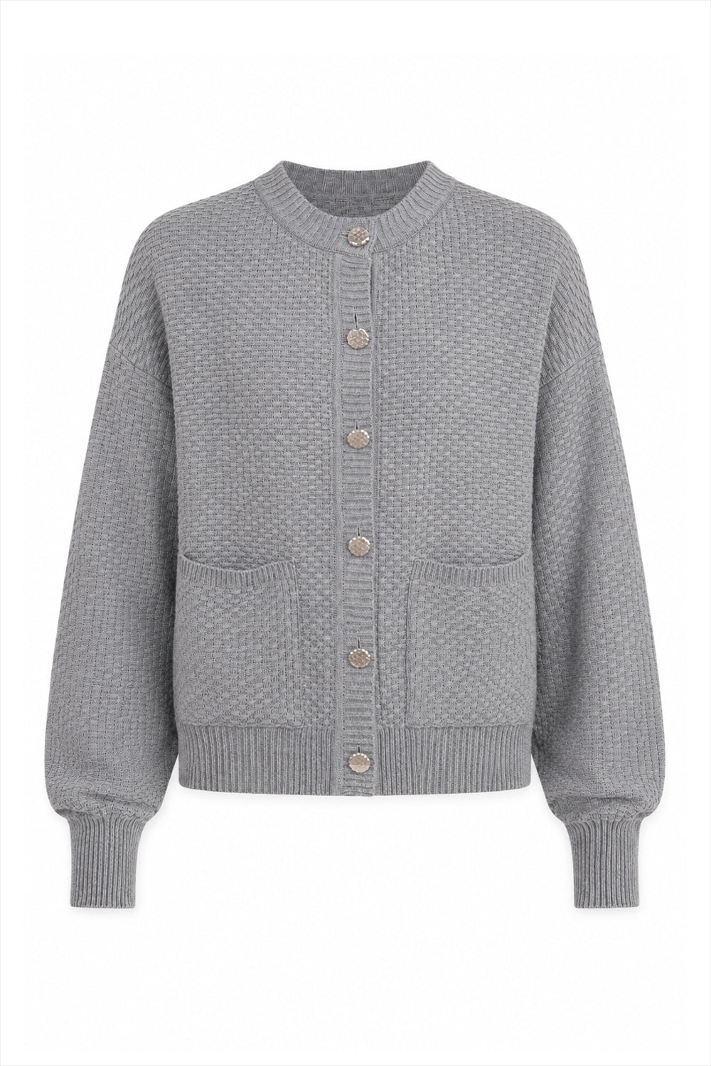 Casaco Tricot Amora Cinza Mescla