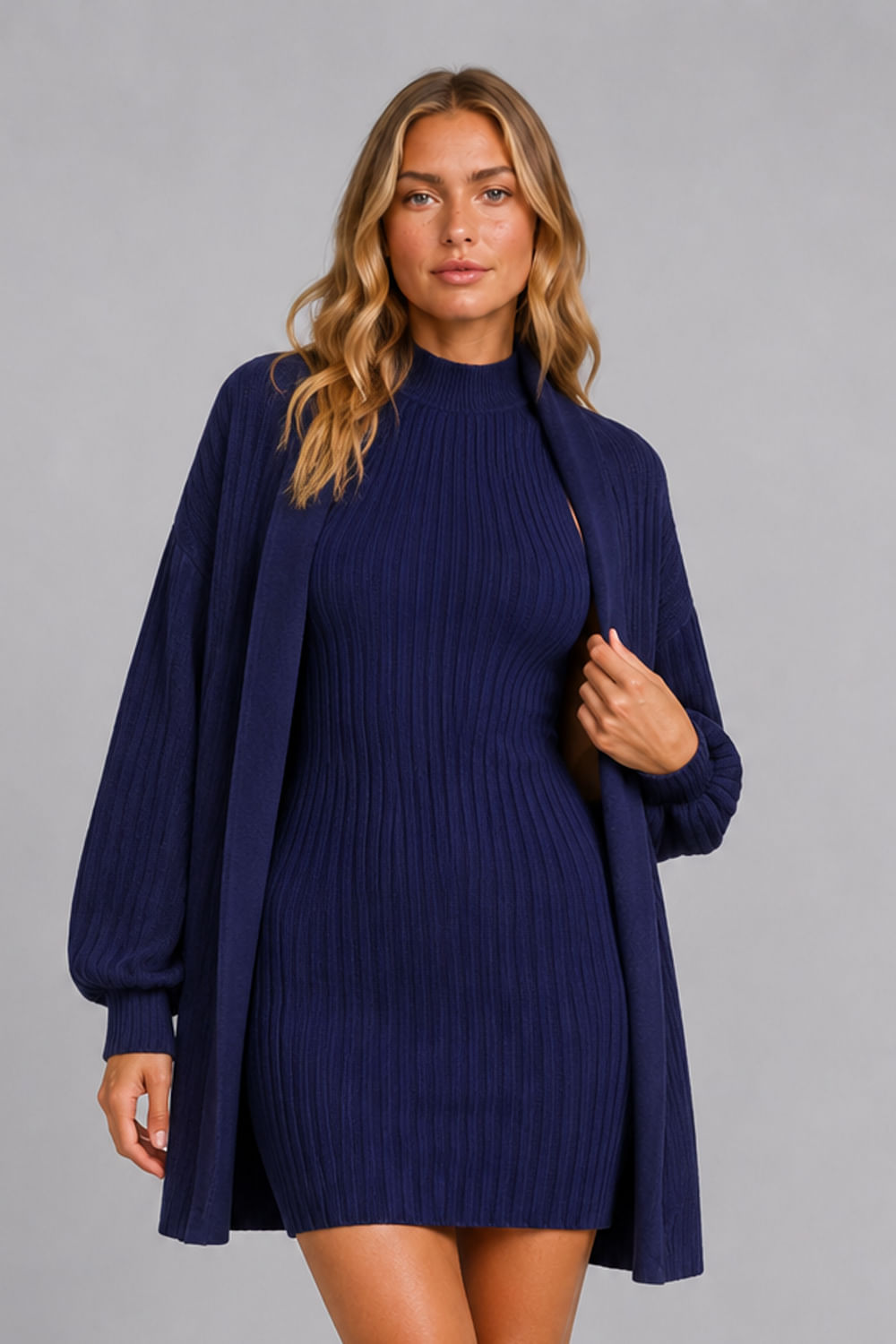Casaco Tricot Cleo Azul Marinho