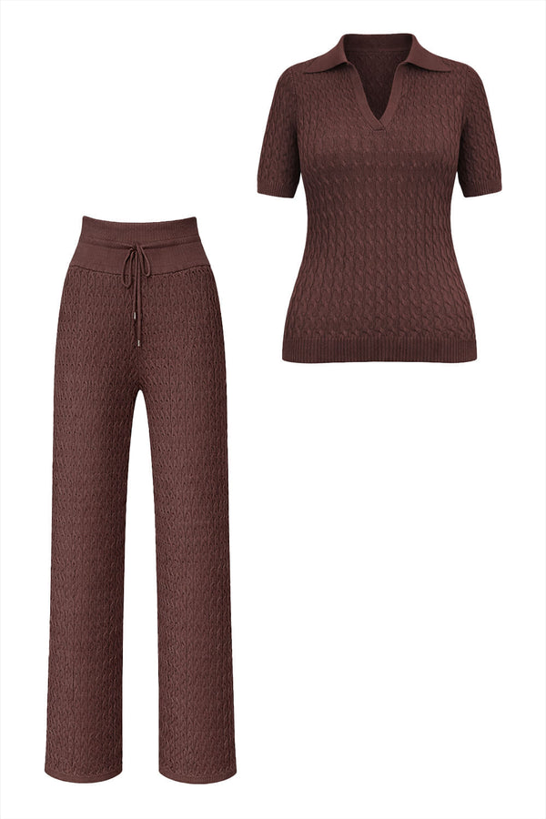 Conjunto Tricot Ana Manga Curta Cacau