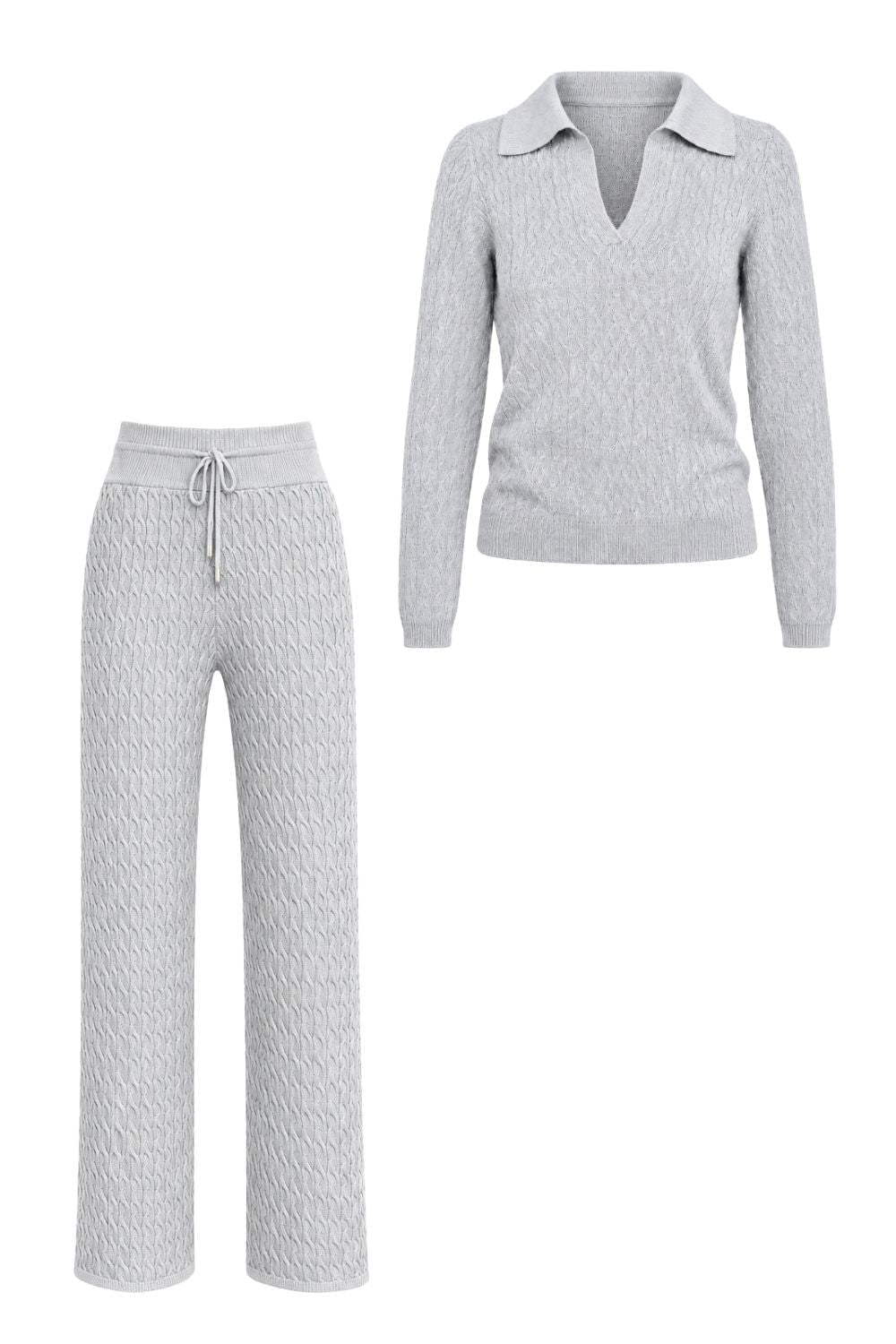 Conjunto Tricot Ana Cinza Mescla