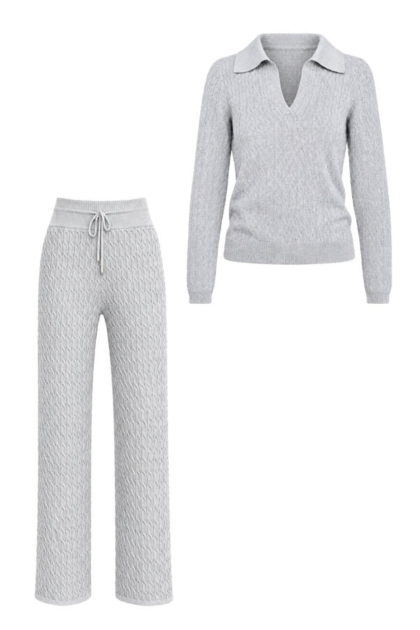 Conjunto Tricot Ana Cinza Mescla