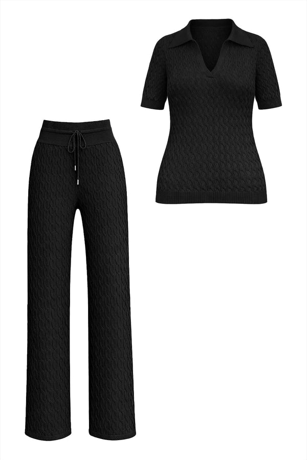 Conjunto Tricot Ana Manga Curta Preto