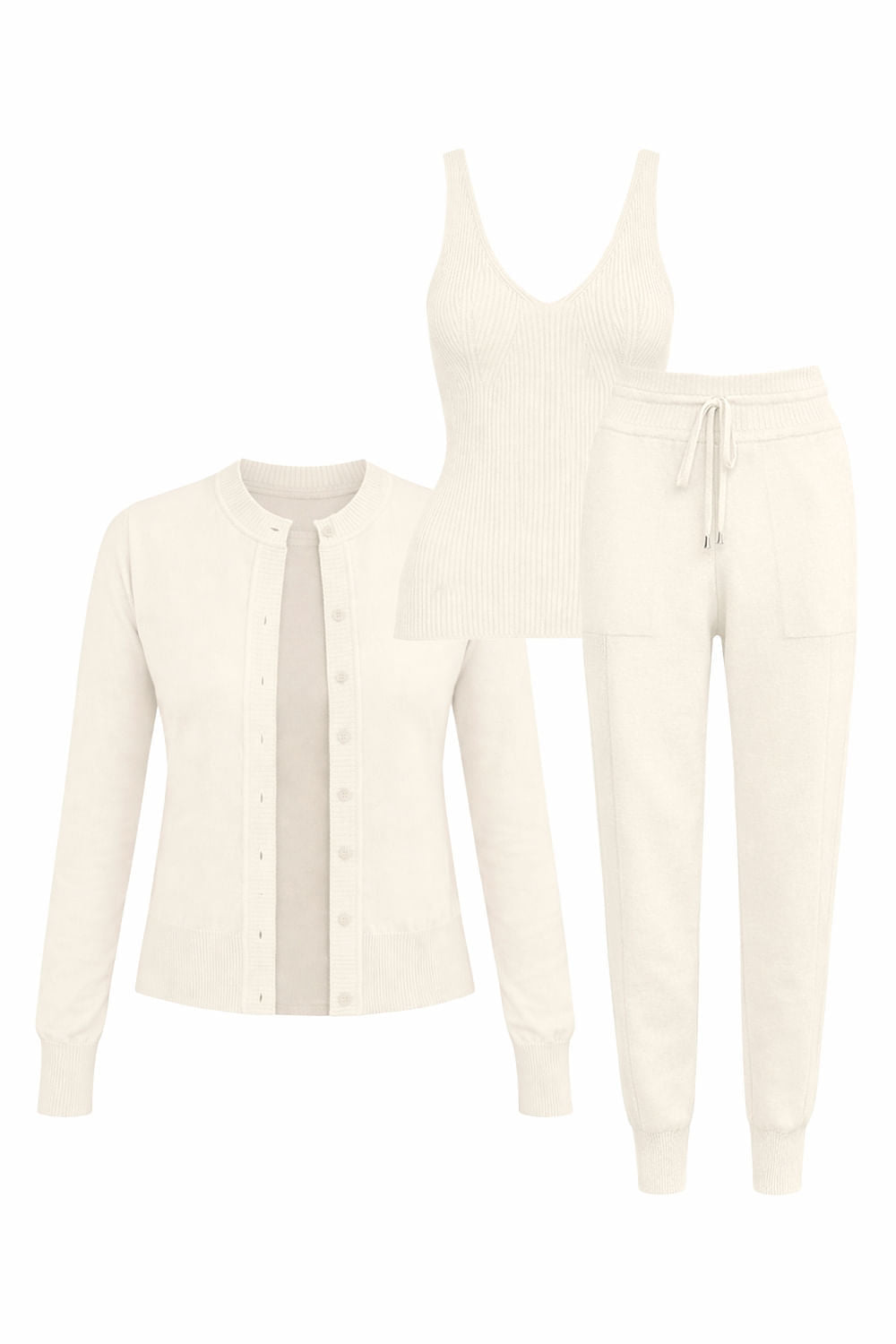 Conjunto Tricot Bia Branco Marfim