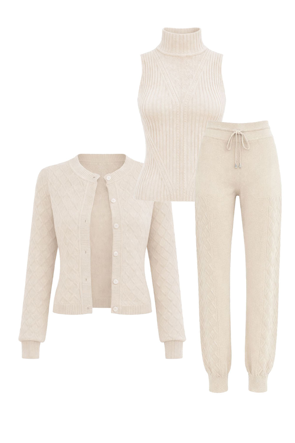 Conjunto Tricot Juliane Bege Areia