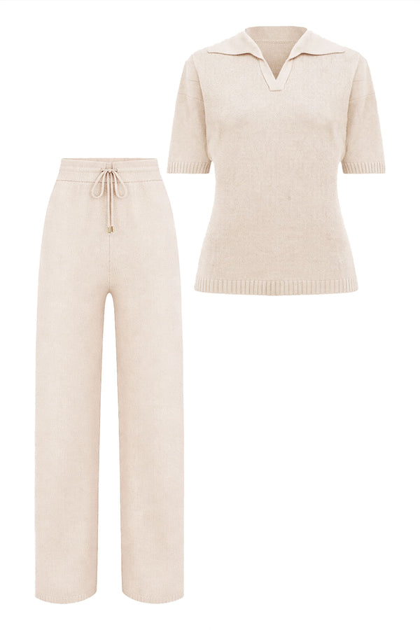 Conjunto Tricot Leda Bege Areia