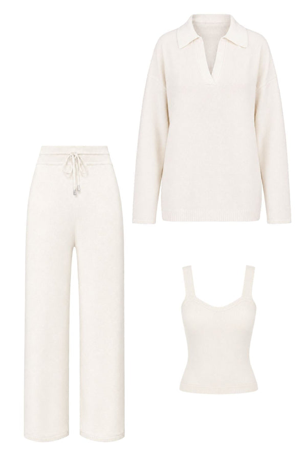 Conjunto Tricot Leda Manga Longa Off White