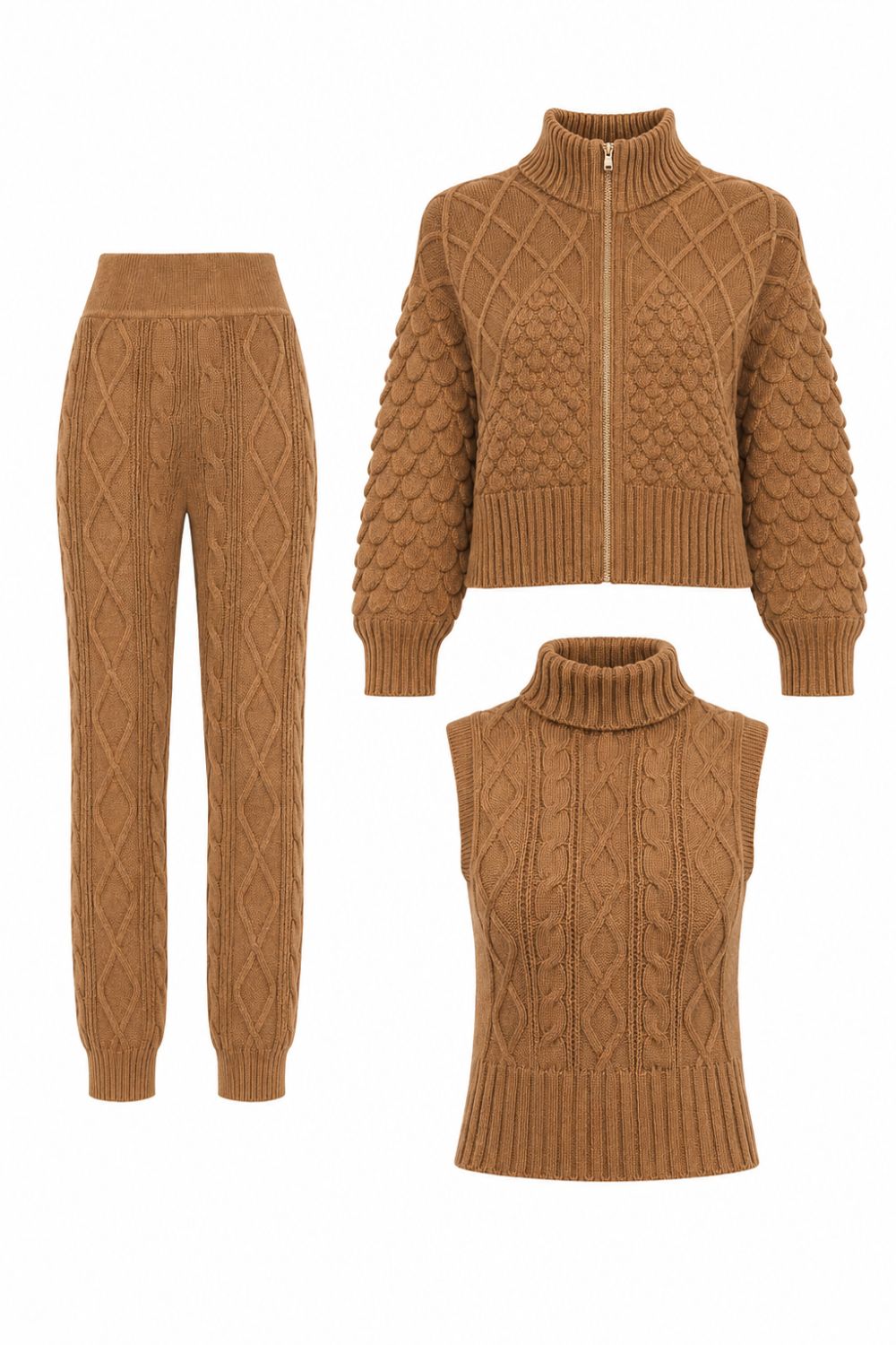 Conjunto Tricot Rose Amêndoa