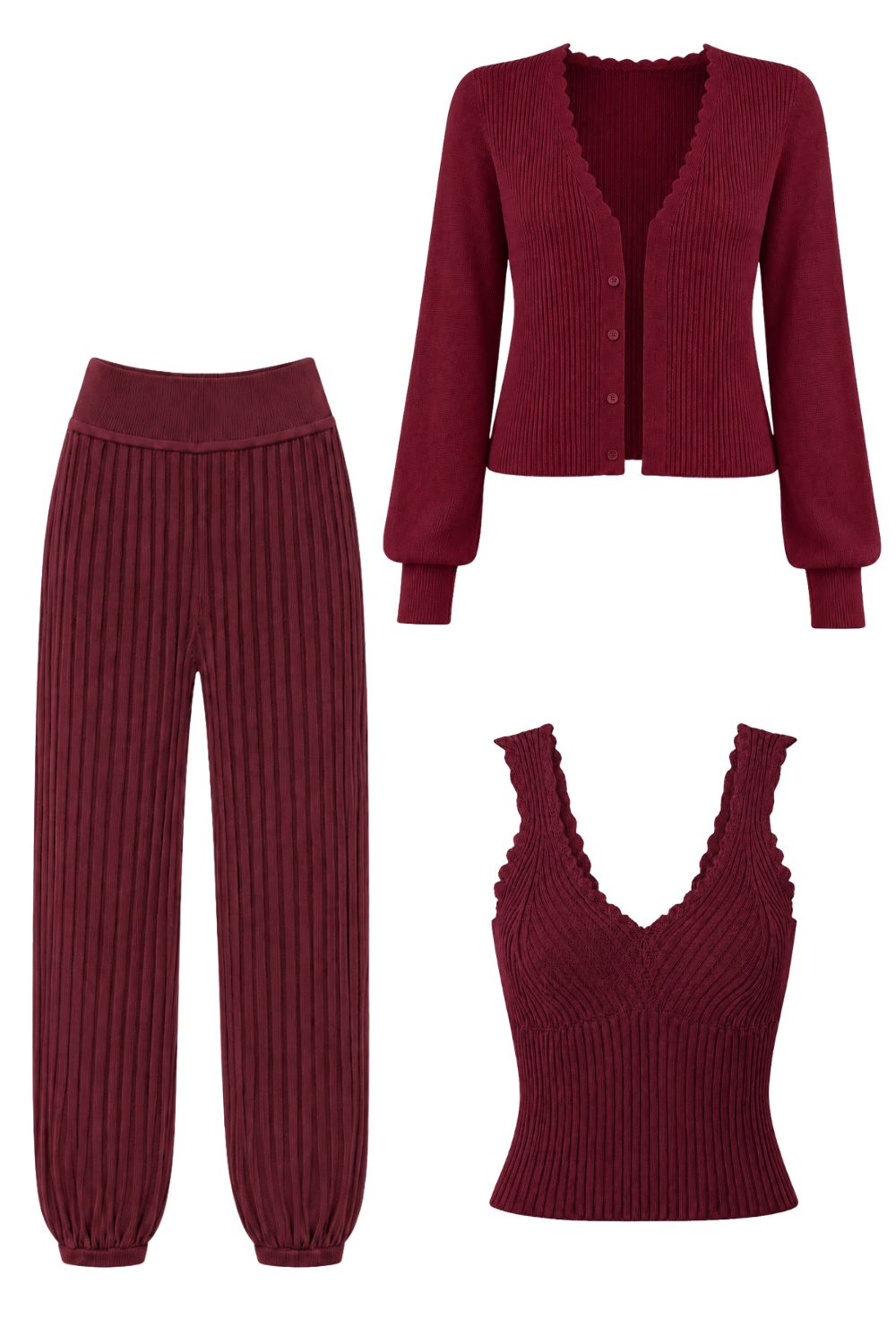 Conjunto Tricot Yara Vinho