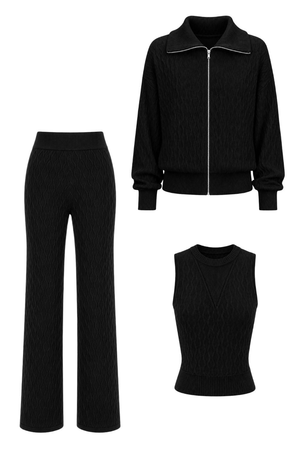 Conjunto Tricot Flora Preto