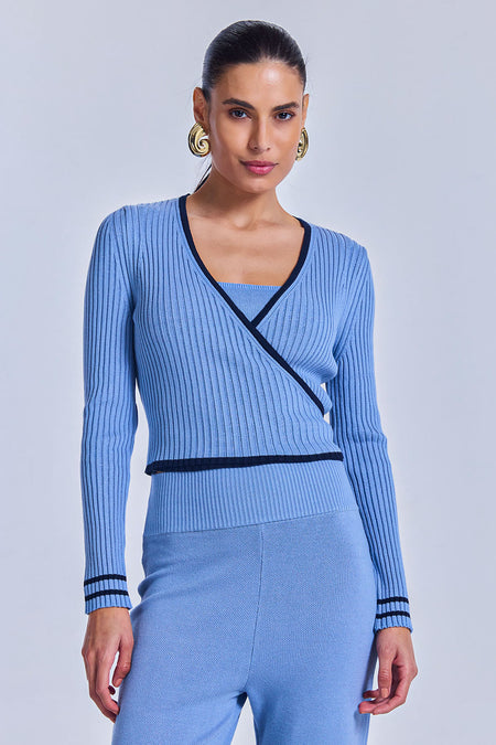 Cachequer Tricot Catarina Azul Celeste e Marinho