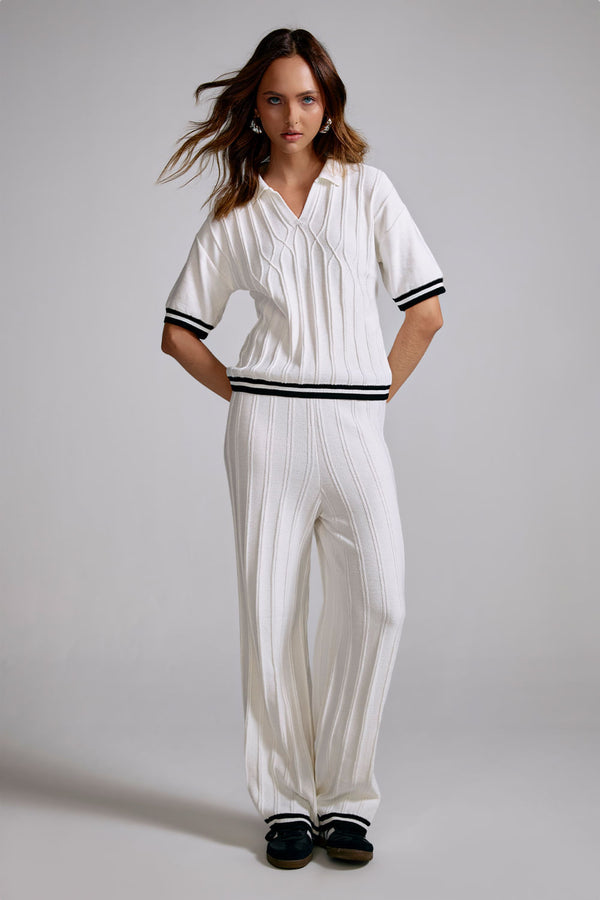 Calça Tricot Alice Off White e Preto