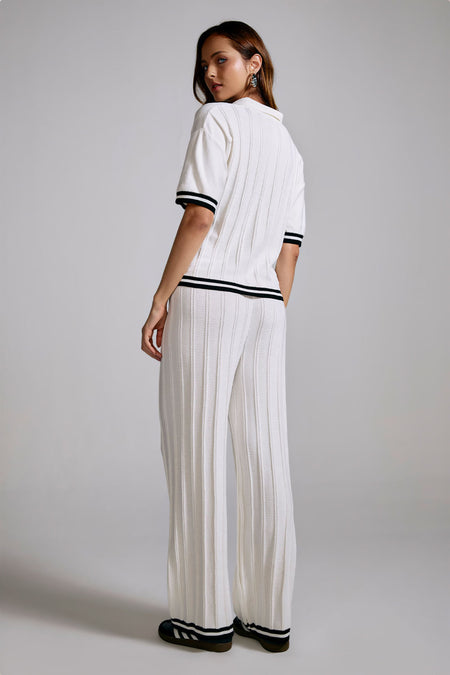 Calça Tricot Alice Off White e Preto