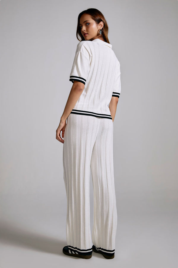 Calça Tricot Alice Off White e Preto