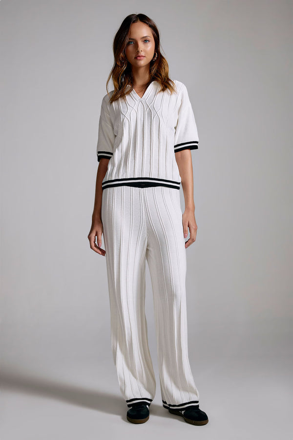 Calça Tricot Alice Off White e Preto