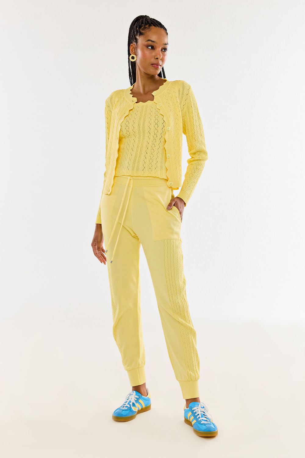 Calça Tricot Amelie Amarelo Manteiga