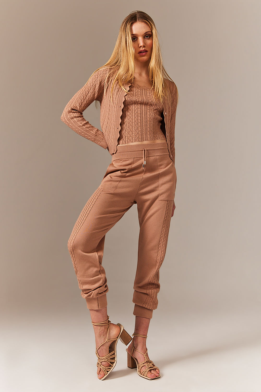 Calça Tricot Amelie Bege Tan