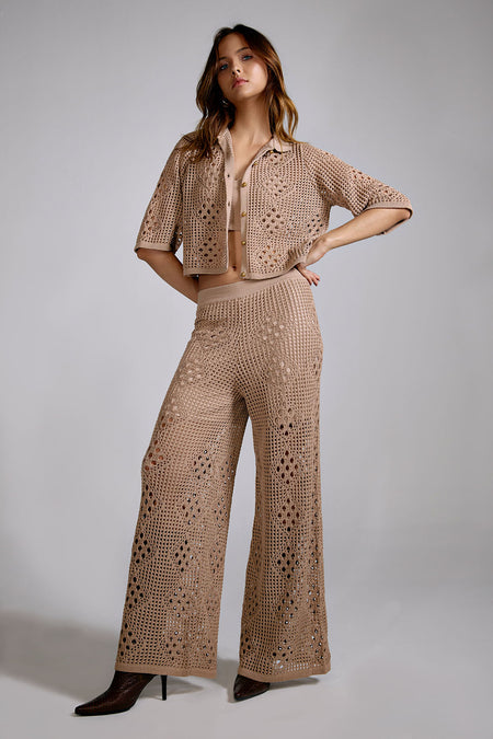 Calça Tricot Bertha Bege Toast