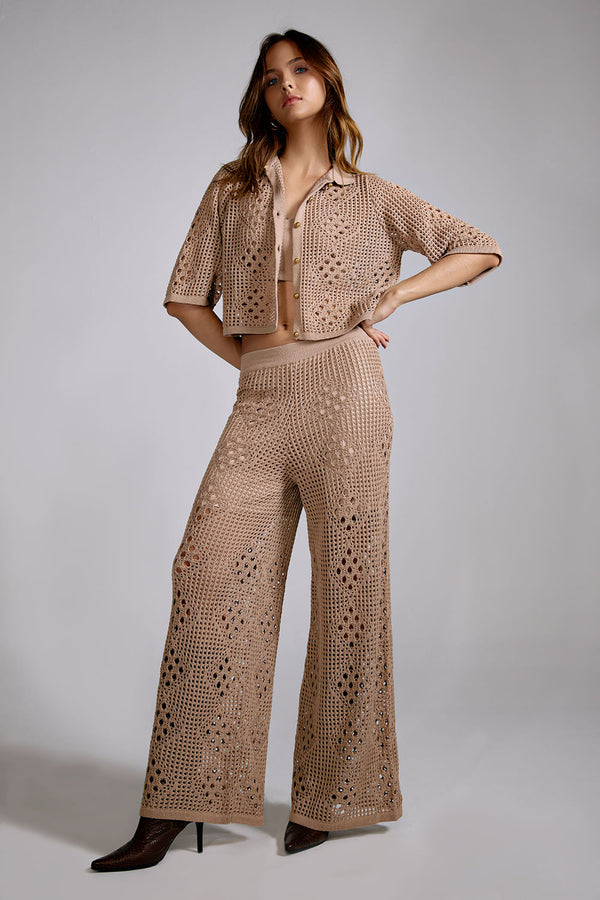 Calça Tricot Bertha Bege Toast