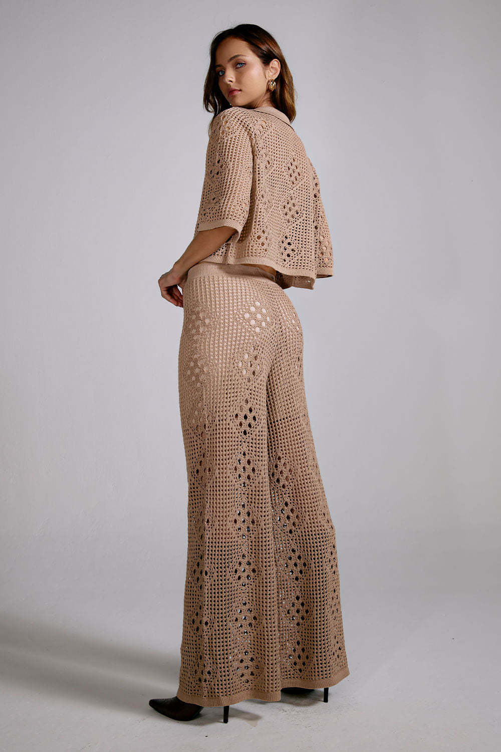 Calça Tricot Bertha Bege Toast