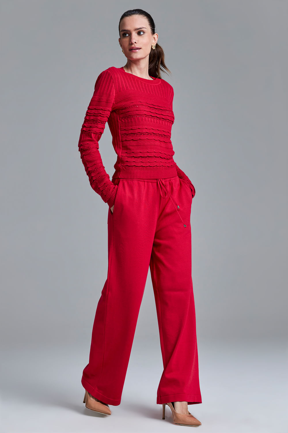 Conjunto Tricot Cintia Vermelho
