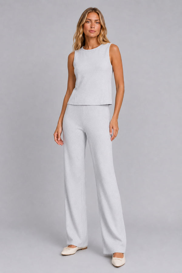 Calça Tricot Cora Pantalona Azul Nuvem