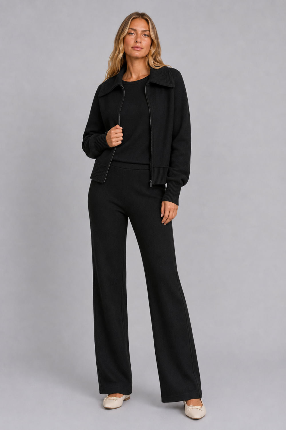 Calça Tricot Cora Pantalona Preto