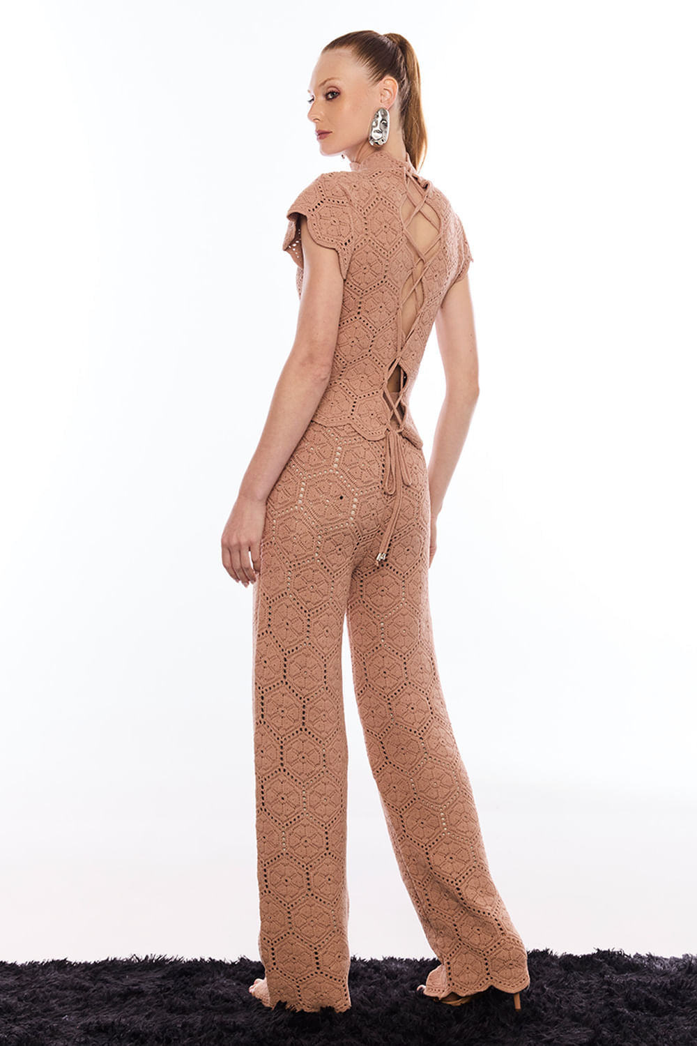 Calça Tricot Darla Bege Creme