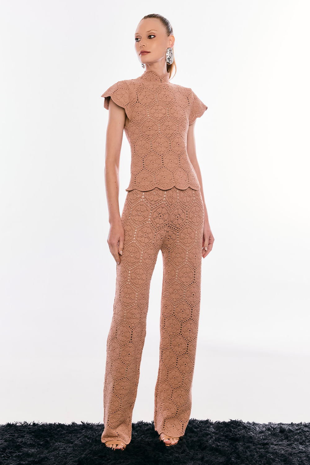 Calça Tricot Darla Bege Creme