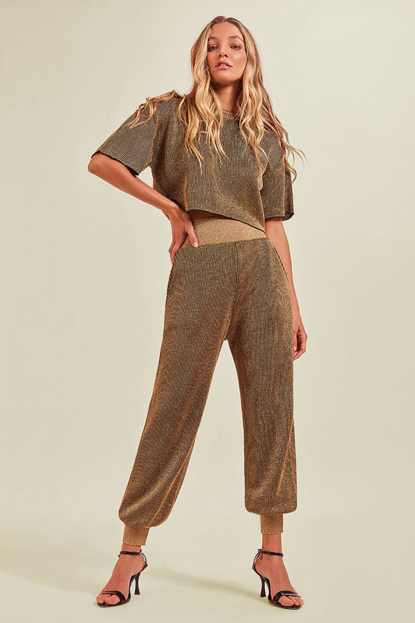 Calça Tricot Dominique Gold