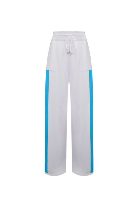 Calça Tricot Fabiana Off White e Azul Mergulho