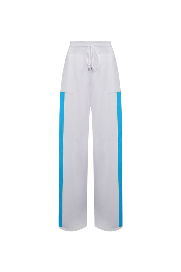 Calça Tricot Fabiana Off White e Azul Mergulho