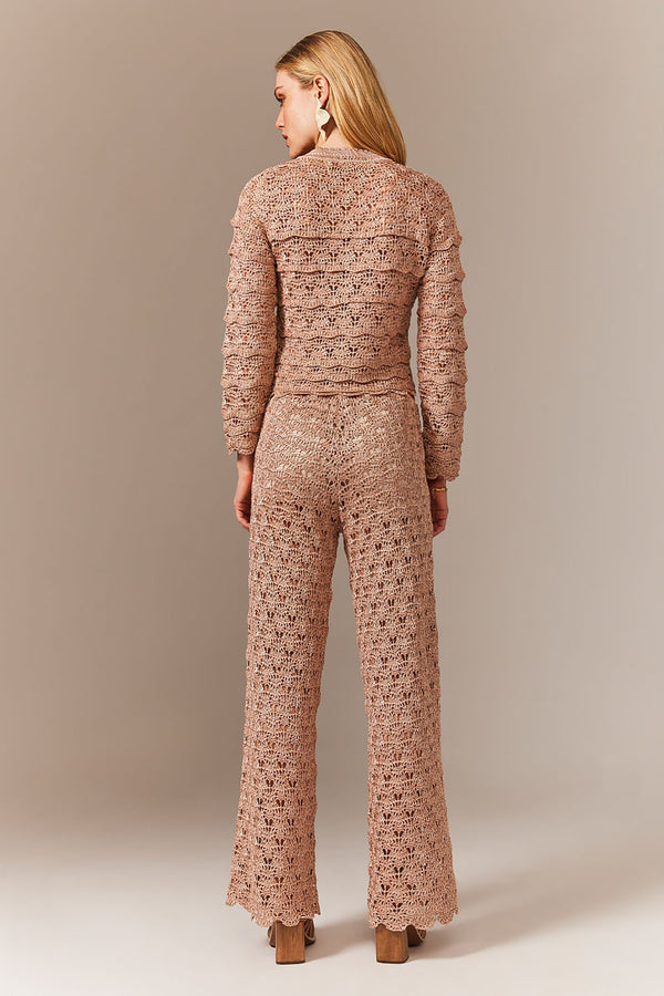 Calça Tricot Mirabelle Bege Champagne