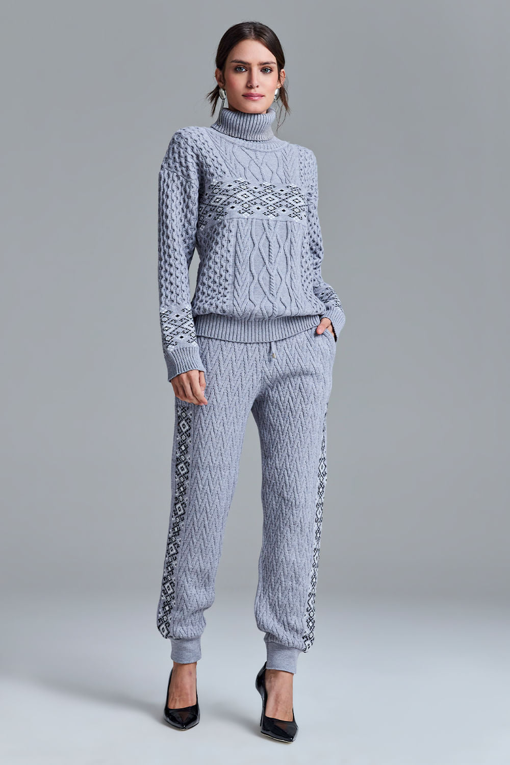 Calça Tricot Monalisa Cinza Mescla